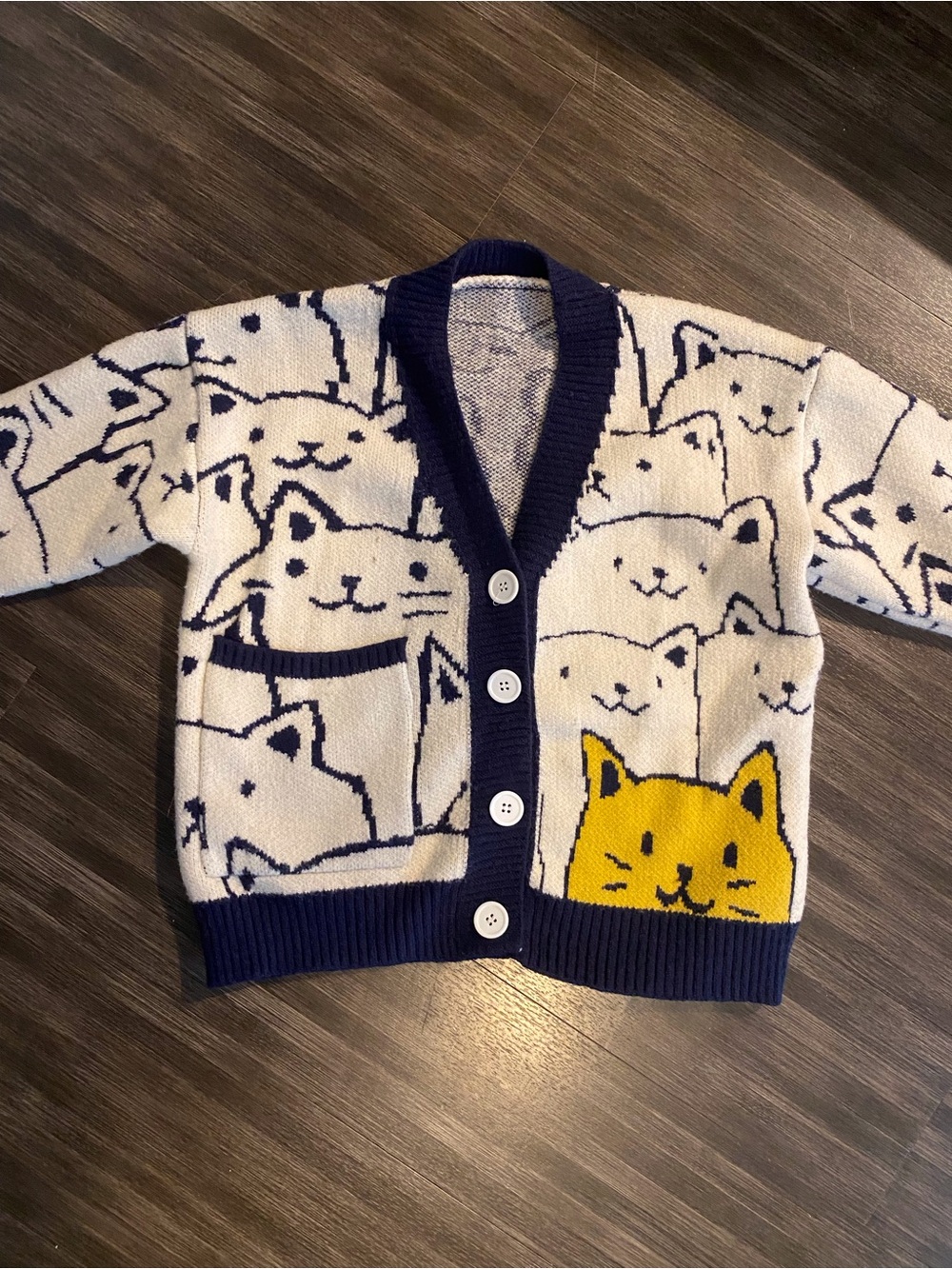 Aelfric Eden Cute Cat Pattern Cardigan girls Sweater